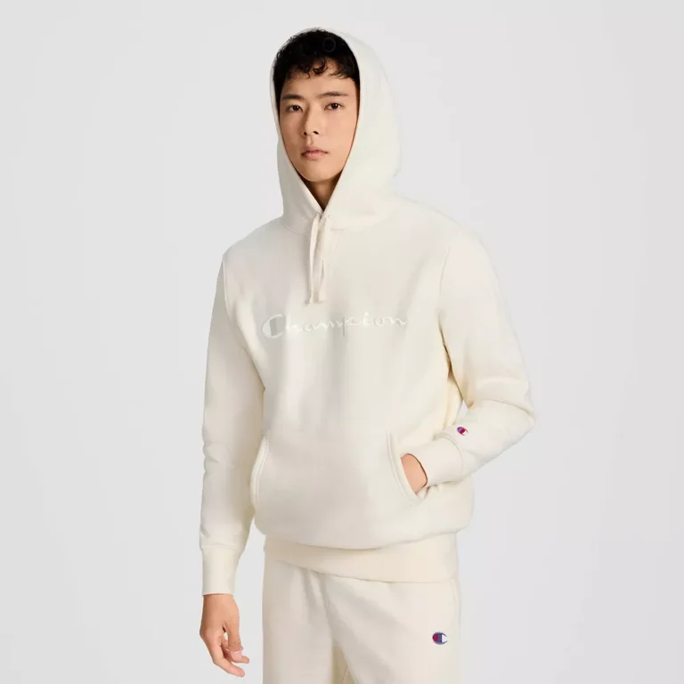 Champion Adult Sizing Iconic Embroidered Hoodie - Light Off-White
