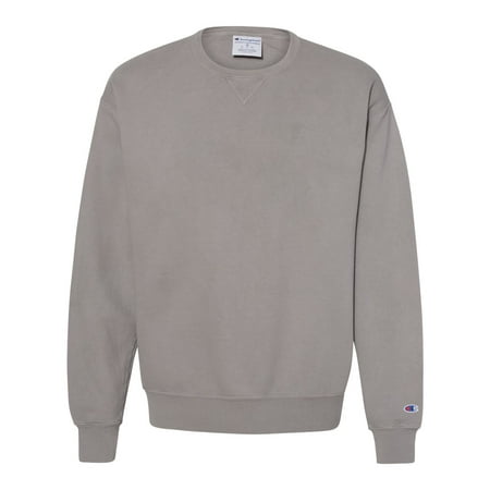 Champion B00684583 Mens Garment-Dyed Crewneck Sweatshirt, Concrete - Small