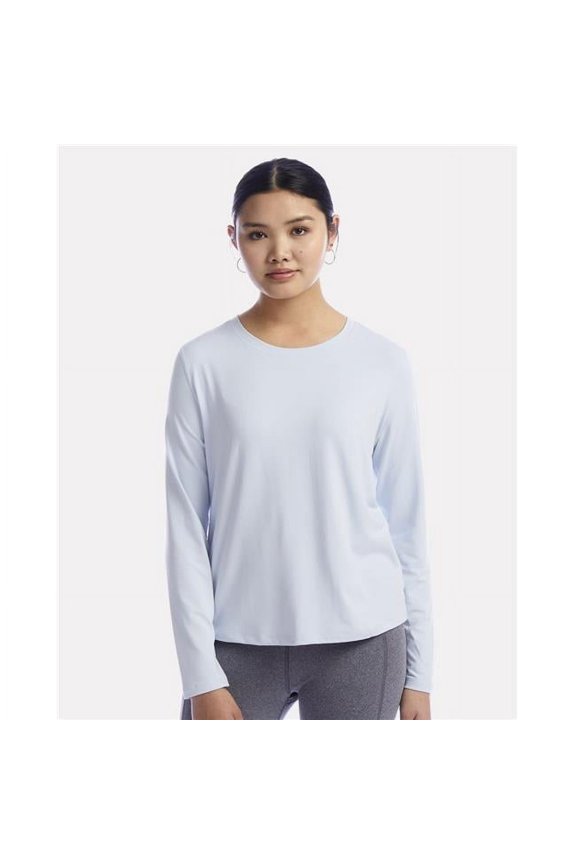 B03584107 Women Sport Soft Touch Long Sleeve T-Shirt, Ebony Heather - 2XL