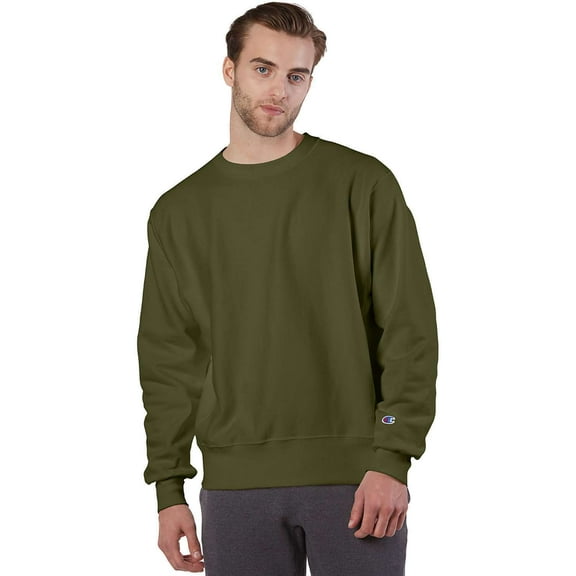 Champion B20384643 Mens Reverse Weave Crewneck Sweatshirt, Fresh Olive - Small