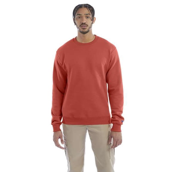 Champion B21284175 Mens Powerblend Crewneck Sweatshirt, Red River Clay - Large