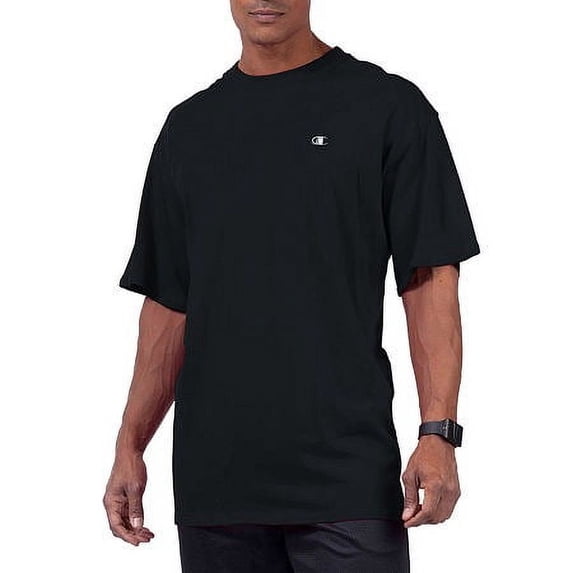 Champion BLACK Men's Big & Tall Crew Neck Short Sleeve T-Shirt, US 4XB