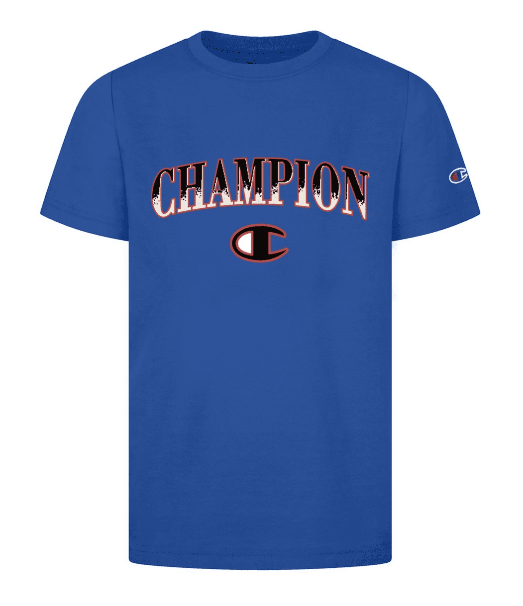 Champion BLUE Boys' Arching Brush Fill Short Sleeve T-Shirt, US Small -  Walmart.com