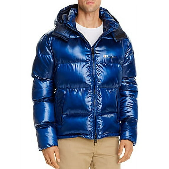Champion BLUE JAY Melange Hooded Puffer Jacket, US Medium