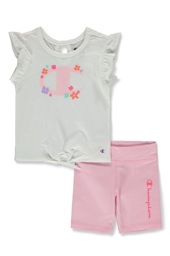 Baby Girls' 2-Piece Bike Shorts Set Outfit Color: white Size: 12 months