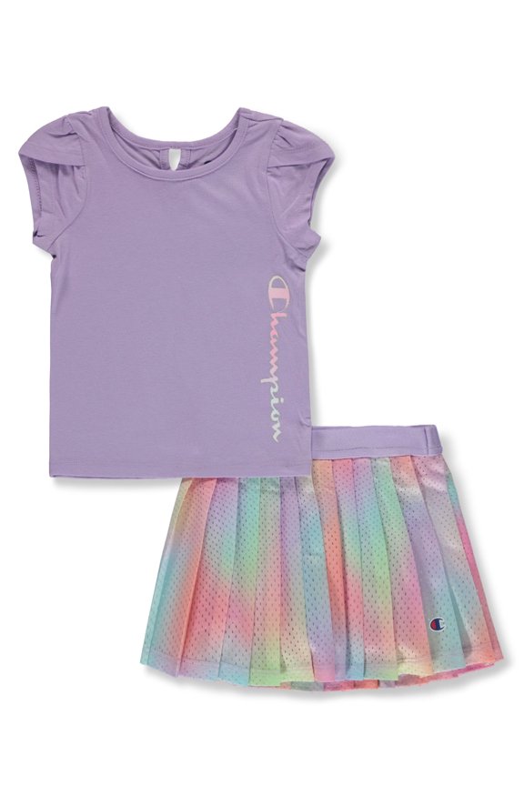Baby Girls' 2-Piece Mesh Skorts Set Outfit Color: violet Size: 12 months