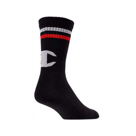 Champion Big C Crew Mens Socks Size 10-13, Color: Black/Red/White