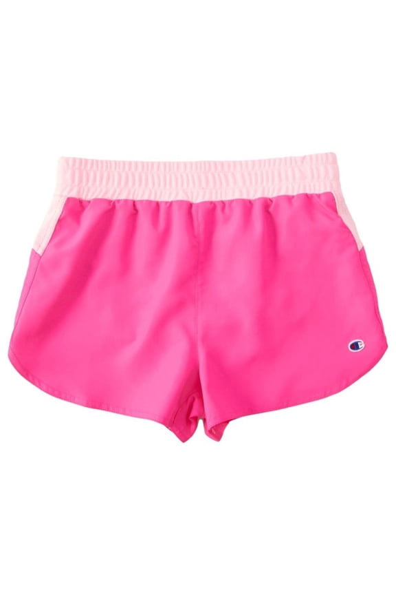 Big Girl's Color Block Woven Mesh Shorts (Bubbly Pink/Pink Candy, X-Large, XL)