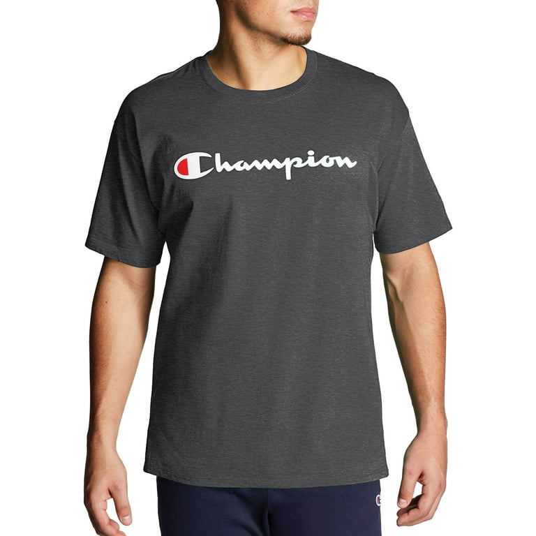 Champion Big Tall Men s Classic Script Logo Graphic Tee Sizes Lt 6xl Size XLT Gray