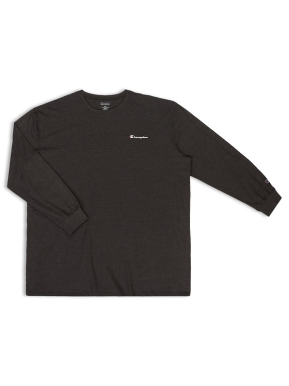 Big & Tall Men's Jersey Left Chest Mini Script Long Sleeve Tee Shirt, Sizes LT-6XL