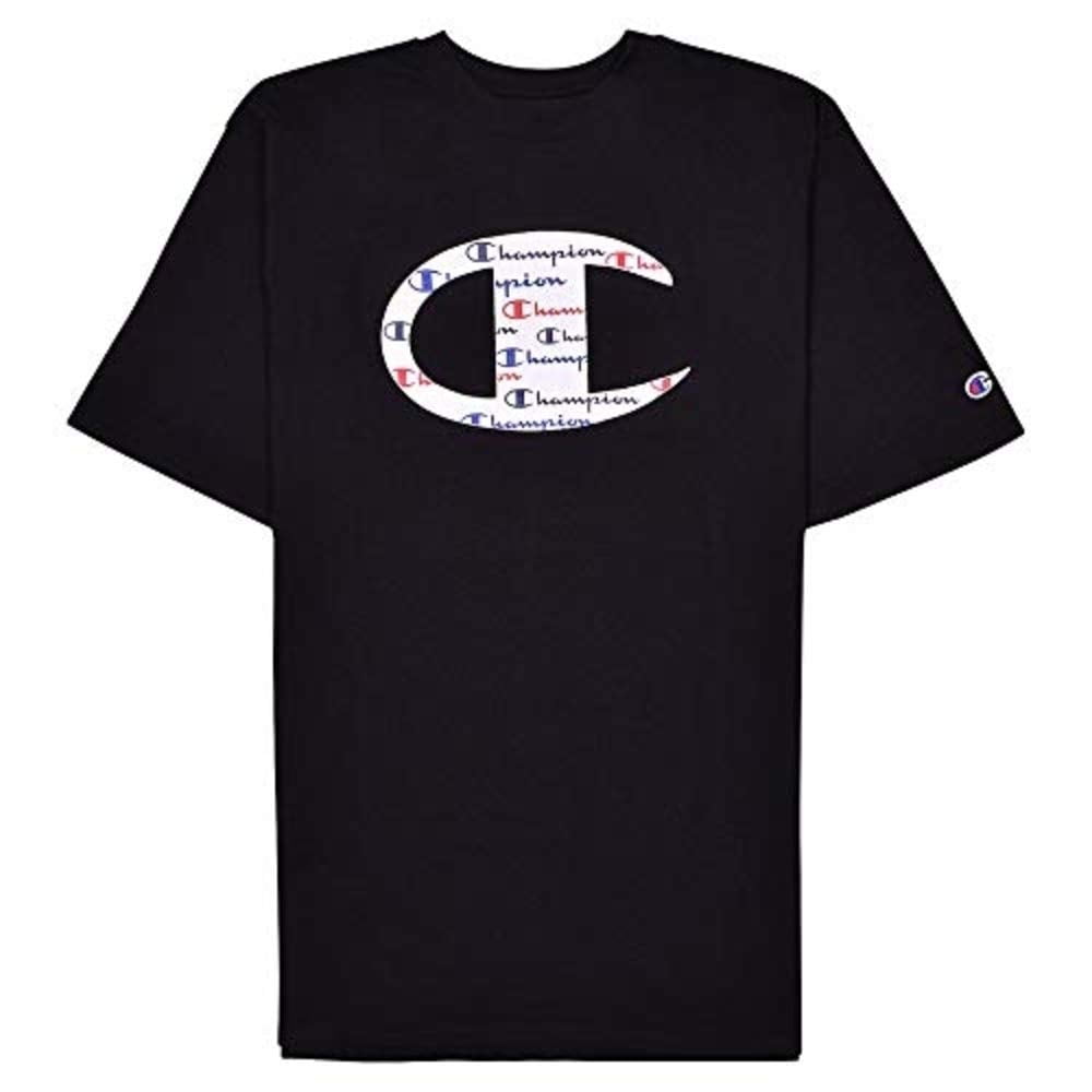 Champion Big and Tall Shirts for Men Crewneck Big and Tall T Shirt Graphic Tee Black