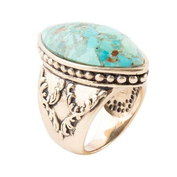 Champion Blue Turquoise Golden Cocktail Ring