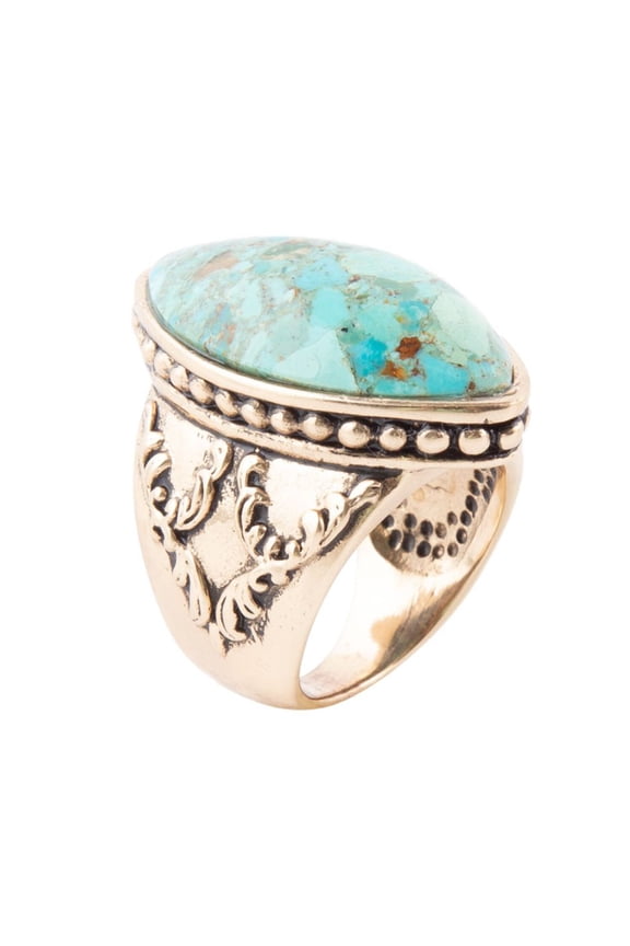Champion Blue Turquoise Golden Cocktail Ring