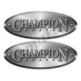 thumbnail image 1 of Champion Boat Old Style Oval Stickers - Brushed Metal Look, 1 of 2