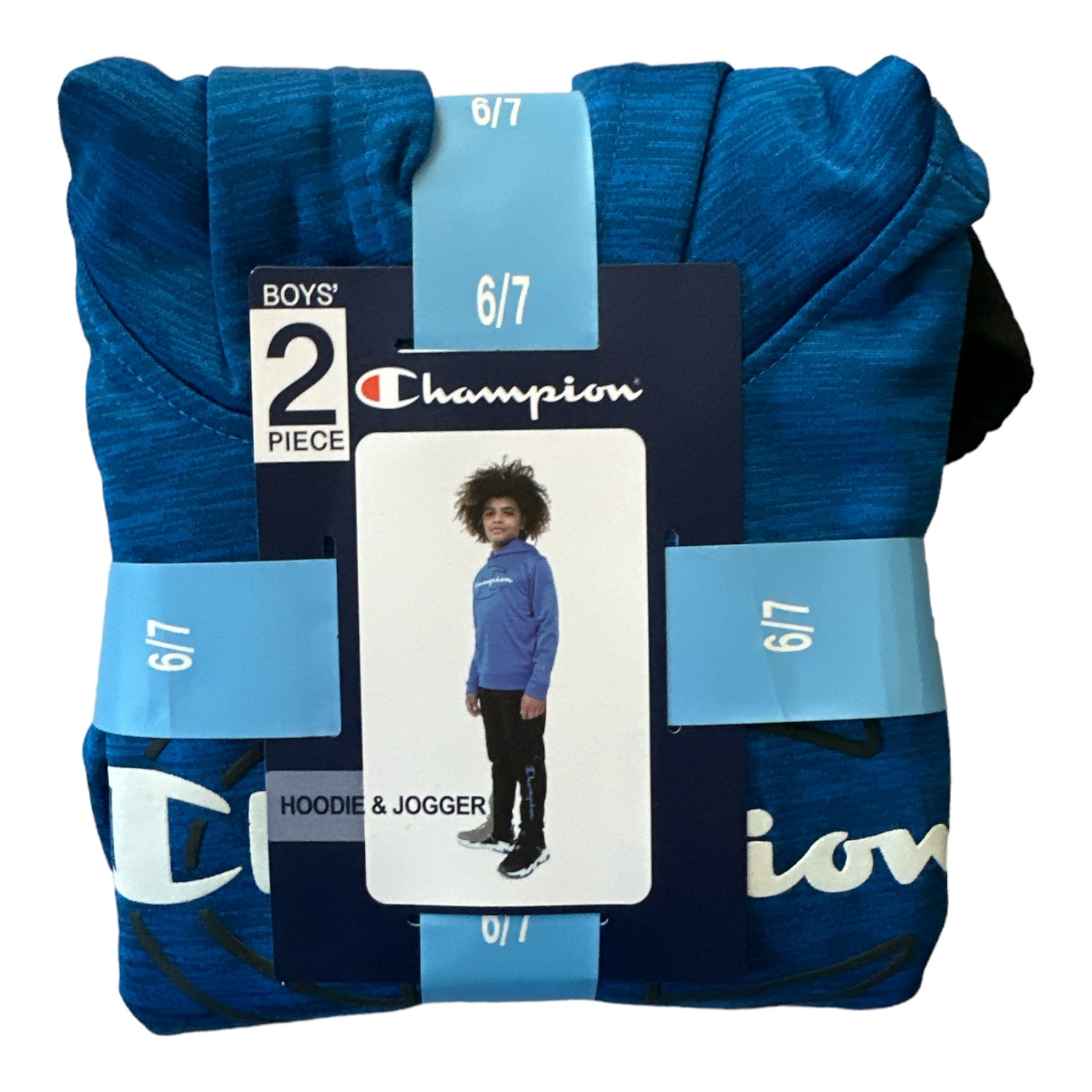 Champion Boy s 2 Piece Heavyweight Active Hoodie Jogger Set Bozetto Blue Black 6 7