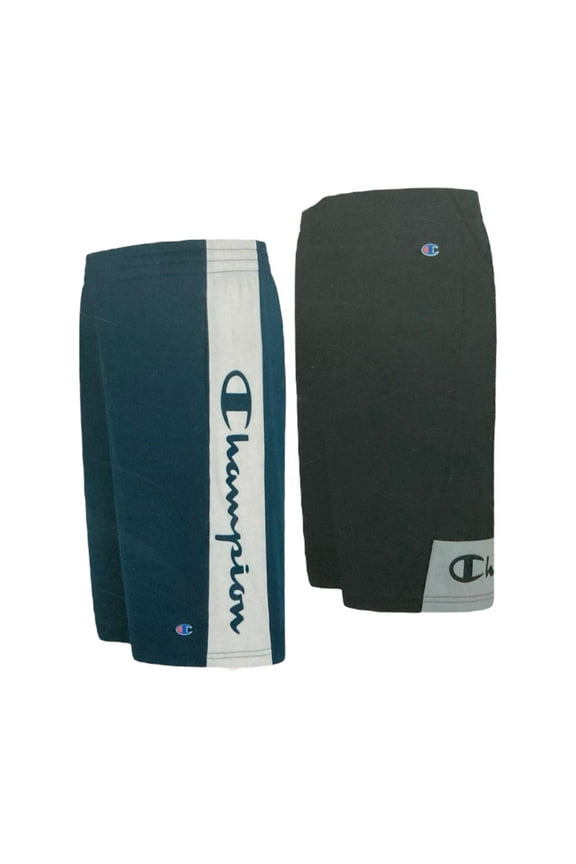 Boy's Moisture Wicking UPF 30 Quick Dry Active Shorts, 2 Pack (Navy-White/Black-Concrete, 18/20)