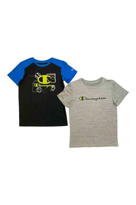 Boys 2-Pack Moisture Wicking UPF 30 Soft Tagless Tees Gray Black Sports 5/6