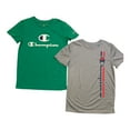 thumbnail image 1 of Champion Boys 2-Pack Moisture Wicking UPF 30 Soft Tagless Tees (Kelly Green/Concrete, 10/12), 1 of 1