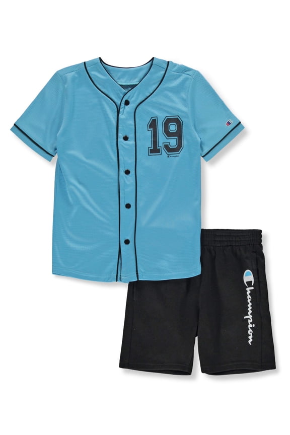 Boys' 2-Piece Baseball Shorts Set Outfit Color: blue Size: 12