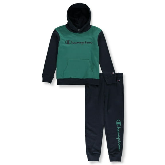 Champion Boys' 2-Piece Colorblock Joggers Set Outfit Color: green Size: 12