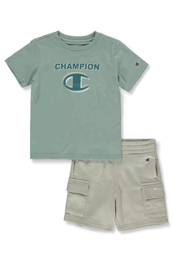 Boys' 2-Piece Shorts Set Outfit Color: green Size: 4t