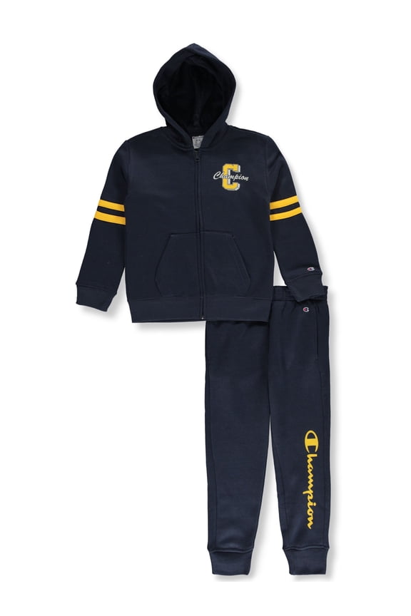 Boys' 2-Piece Varsity Joggers Set Outfit Color: dark navy Size: 12
