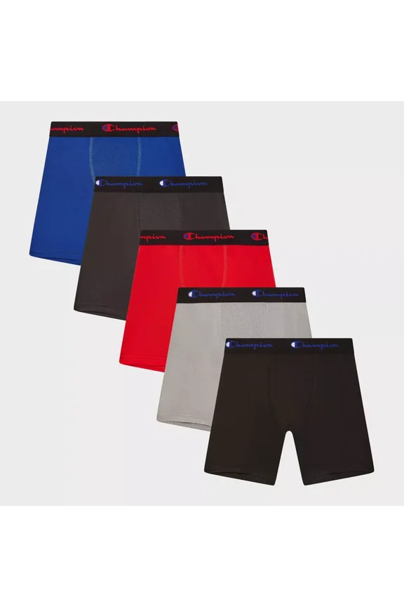 Boys' 5pk Long Leg Active Performance Boxer Briefs Assorted Size S-XL