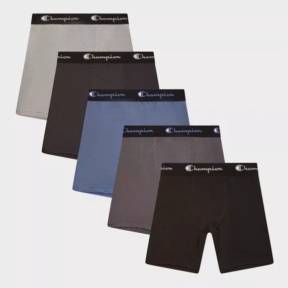 Champion Boys' 5pk Long Leg Active Performance Boxer Briefs Assorted Size S-XL