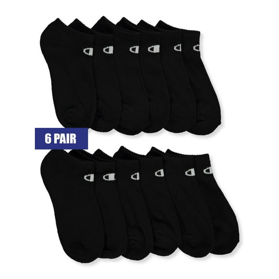 Champion Boys' 6-Pack Ankle Socks - black, 9 - 11 / 7 - 14 years