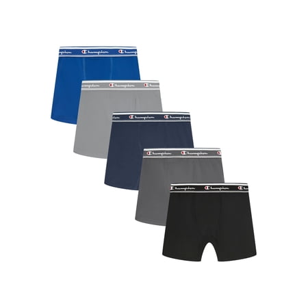 Champion Boys’ Active Performance Boxer Briefs, 5 Pack, Sizes XS–XL