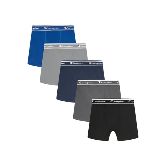 Champion Boys’ Active Performance Boxer Briefs, 5 Pack, Sizes XS–XL