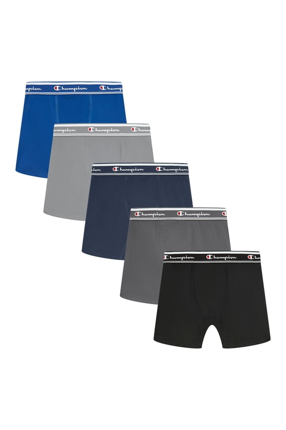 Boys’ Active Performance Boxer Briefs, 5 Pack, Sizes XS–XL