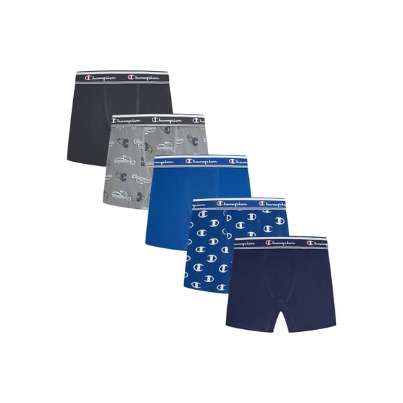 Champion Boys’ Active Performance Boxer Briefs, 5 Pack, Sizes XS–XL