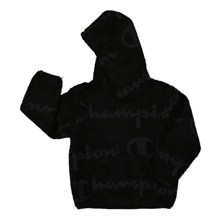 Champion Boys Black Micro Fleece Logo Hoodie, Size Small