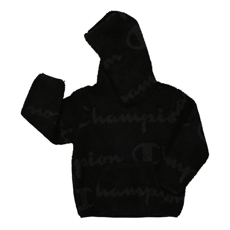 Black and white small logo hoodie by champion sale