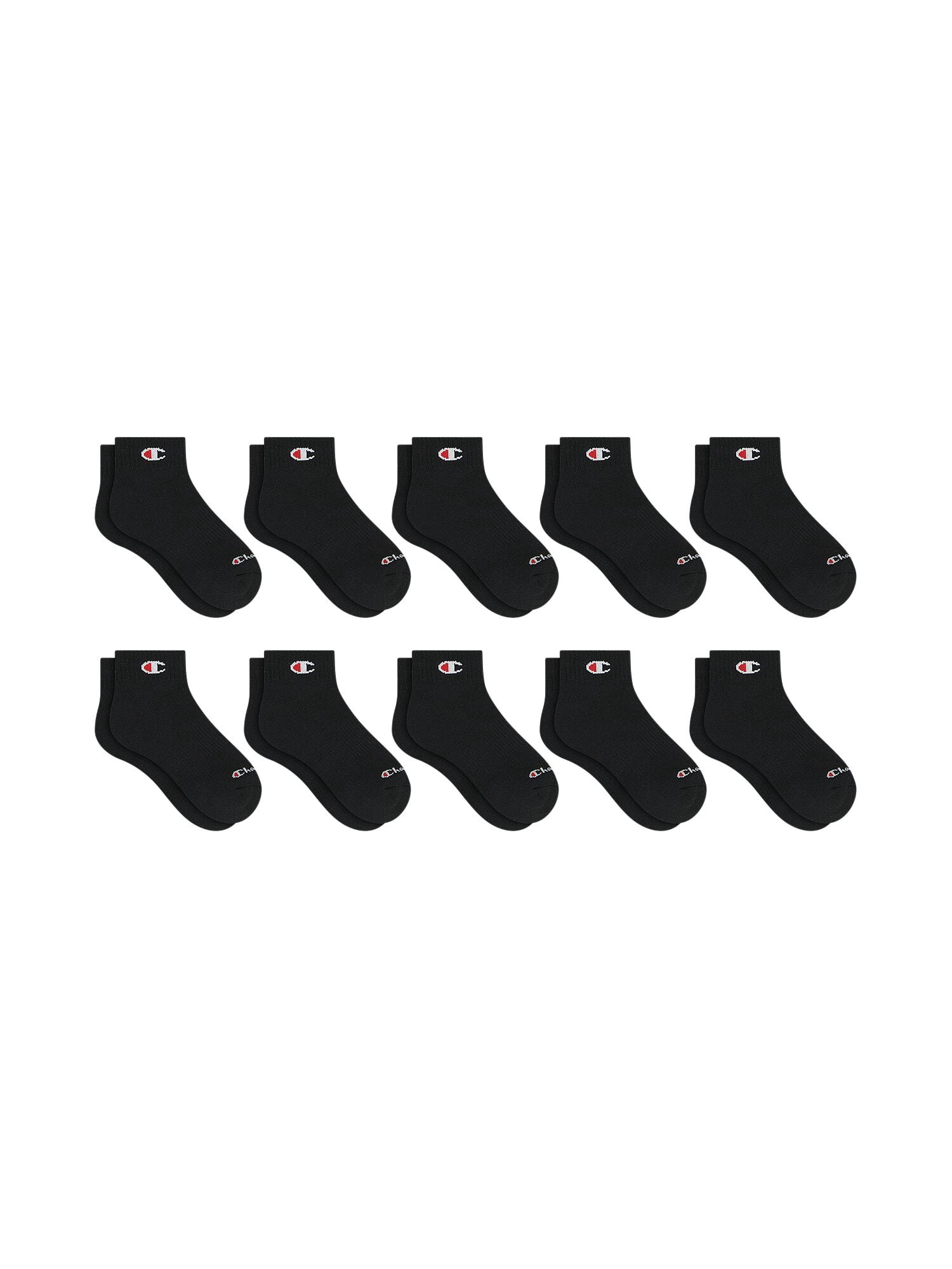 Champion Boys Cushion Performance+ Kid Ankle Socks, 10 Pack, Sizes S–L
