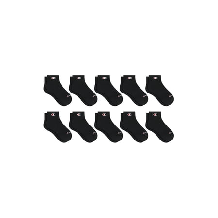 Champion Boys Cushion Performance+ Kid Ankle Socks, 10 Pack, Sizes S–L