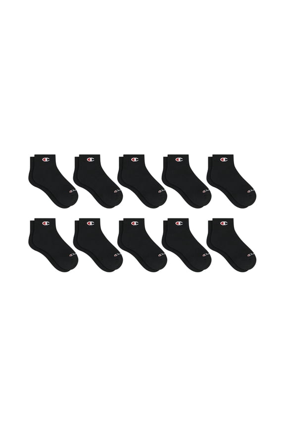 Boys Cushion Performance+ Kid Ankle Socks, 10 Pack, Sizes S–L