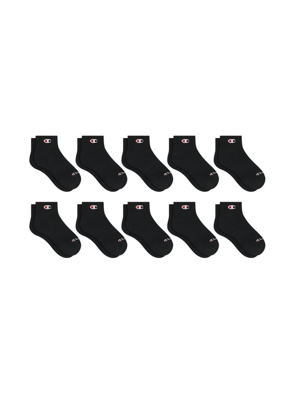 Boys Cushion Performance+ Kid Ankle Socks, 10 Pack, Sizes S–L