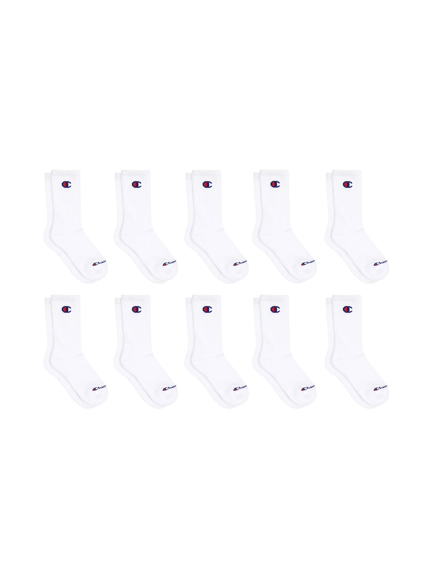 Champion Boys Cushion Performance+ Kid Crew Socks, 10 Pack, Sizes S–L