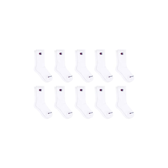 Champion Boys Cushion Performance+ Kid Crew Socks, 10 Pack, Sizes S–L