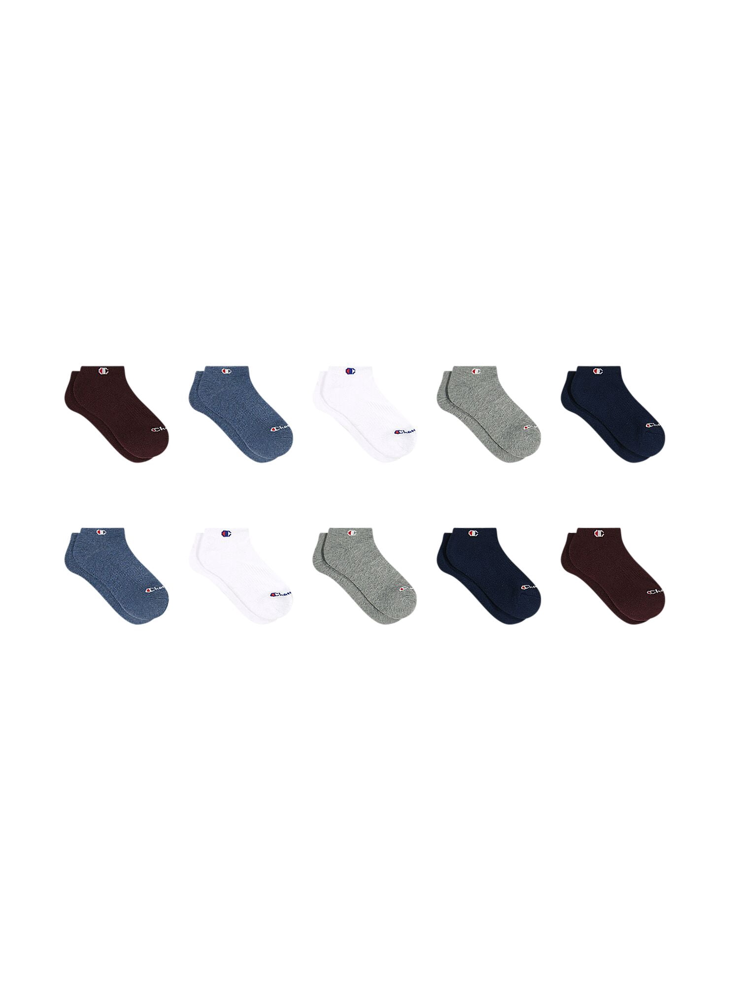 Champion Boys Cushion Performance+ Kid Low Cut Socks, 10 Pack, Sizes S–L