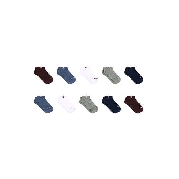 Champion Boys Cushion Performance Kid Low Cut Socks, 10 Pack, Sizes S–L