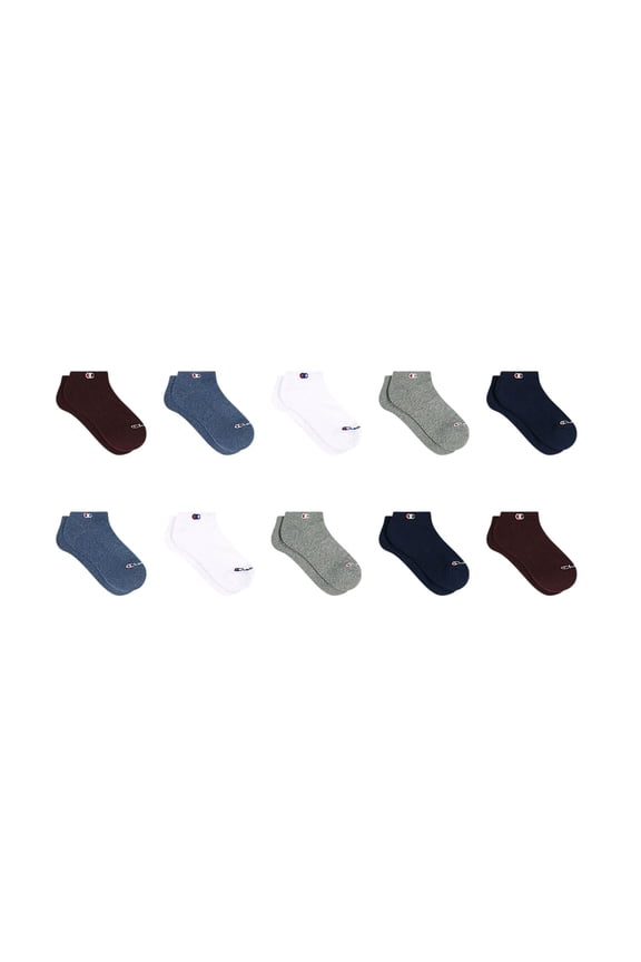 Boys Cushion Performance+ Kid Low Cut Socks, 10 Pack, Sizes S–L