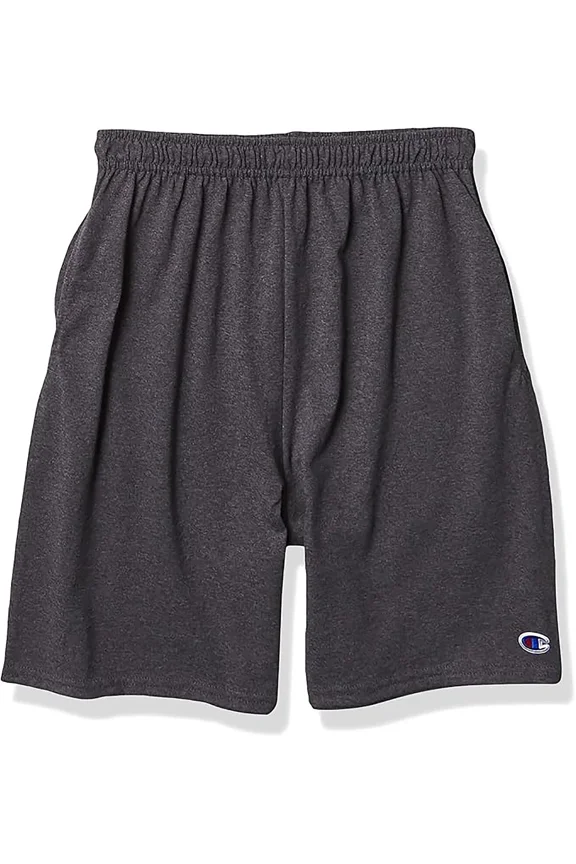 Boys Everyday Cotton Jersey Shorts with Pockets - Charcoal Heather Gray Color - Sport Shorts for Kids - with Iconic Brand Logo