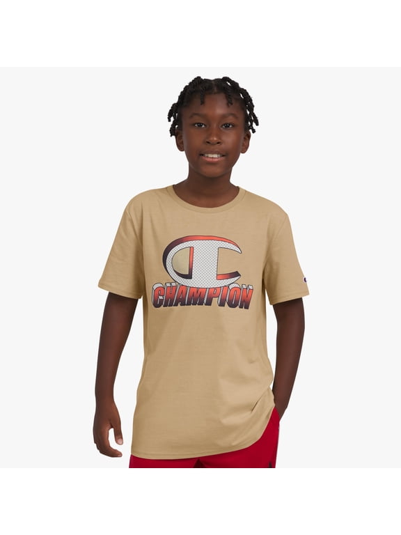 Boys Gradient Logo Short Sleeve Graphic Tee - Khaki - Size Small