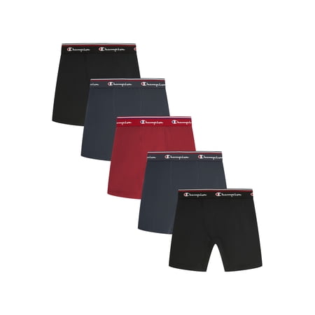 Champion Boys’ Performance Long Leg Boxer Briefs, 5 Pack, Sizes XS–XL