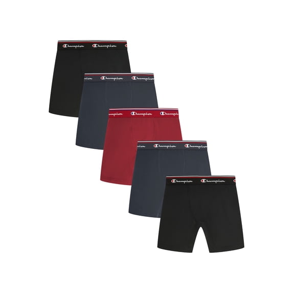 Champion Boys’ Performance Long Leg Boxer Briefs, 5 Pack, Sizes XS–XL