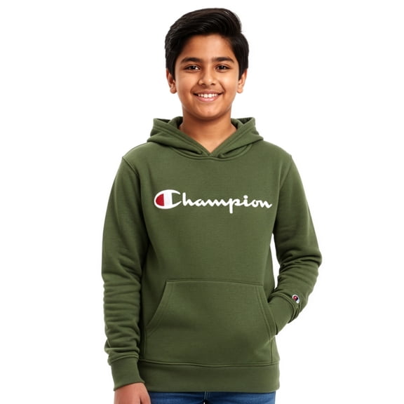 Champion Boys' Pullover Hoodie Color: olive Size: 8