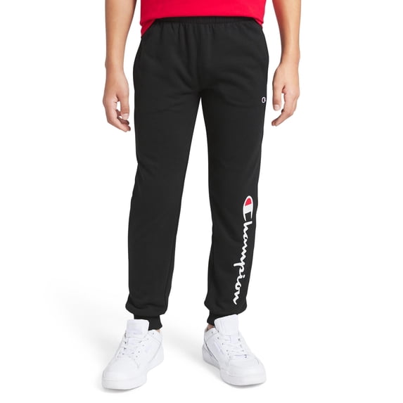 Champion Boys Signature Logo French Terry Jogger Pants - Black - Size Large